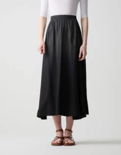 33" - 39" Elastic Waist Soft Skirt Ombré Black Denim