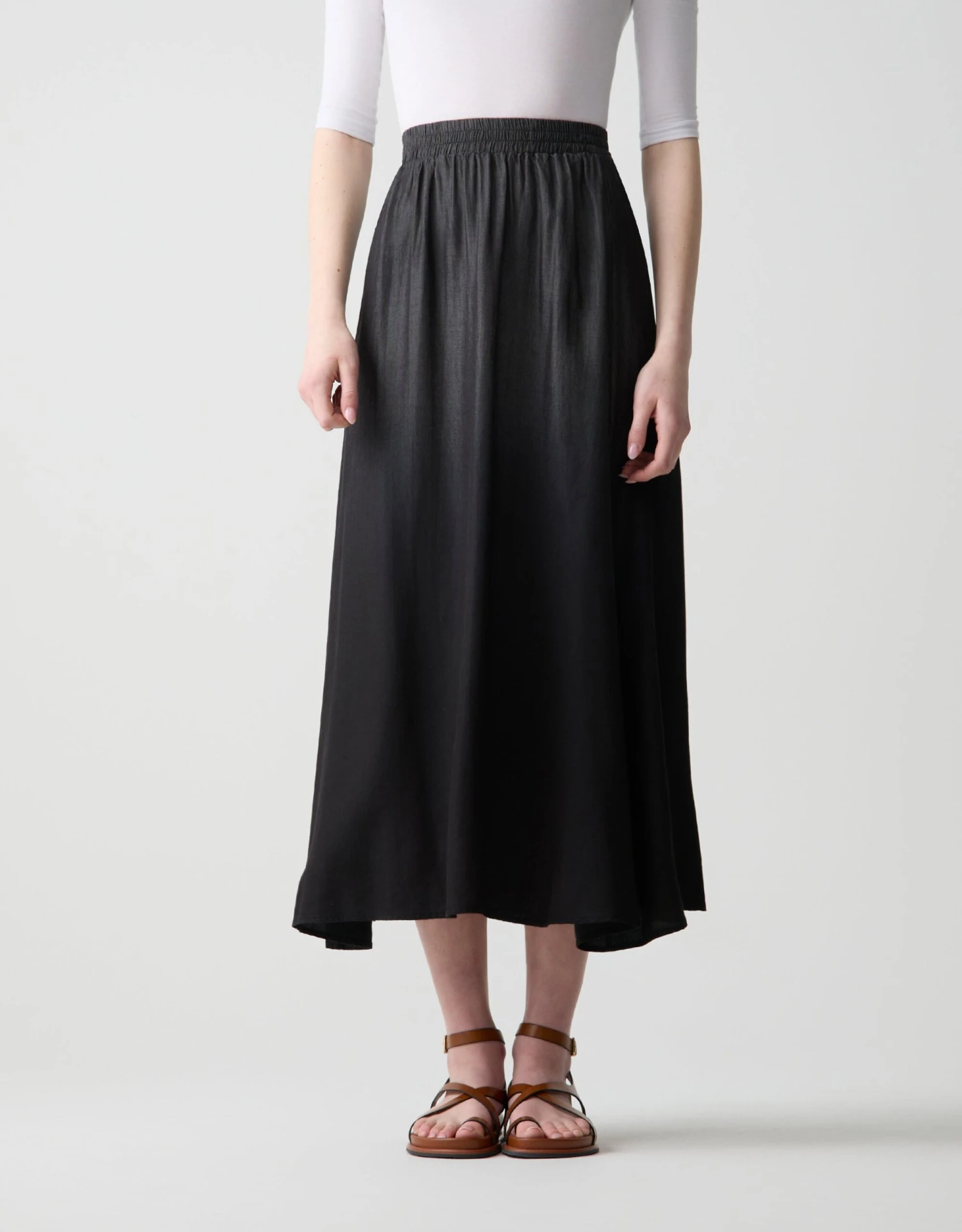 33" - 39" Elastic Waist Soft Skirt Ombré Black Denim 1 33" - 39" Elastic Waist Soft Skirt Ombré Black Denim