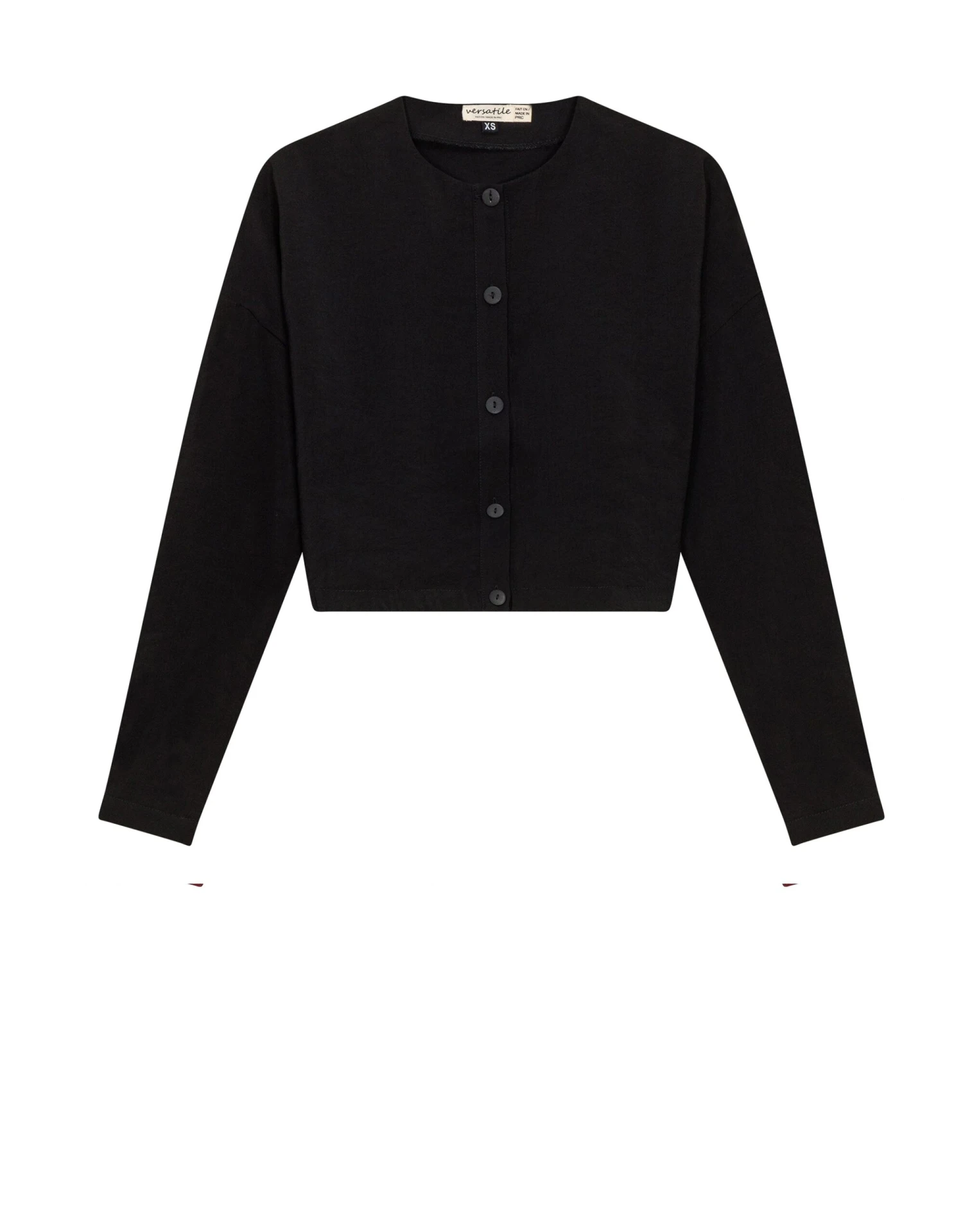 Cropped Ribbed Button Tee Black 1 Cropped Ribbed Button Tee Black