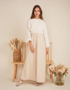 Fashionable Home Wear 57 Cropped Linen Scrunch Tie Top