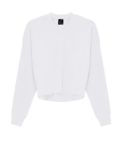 Cropped Cotton Vneck Top White