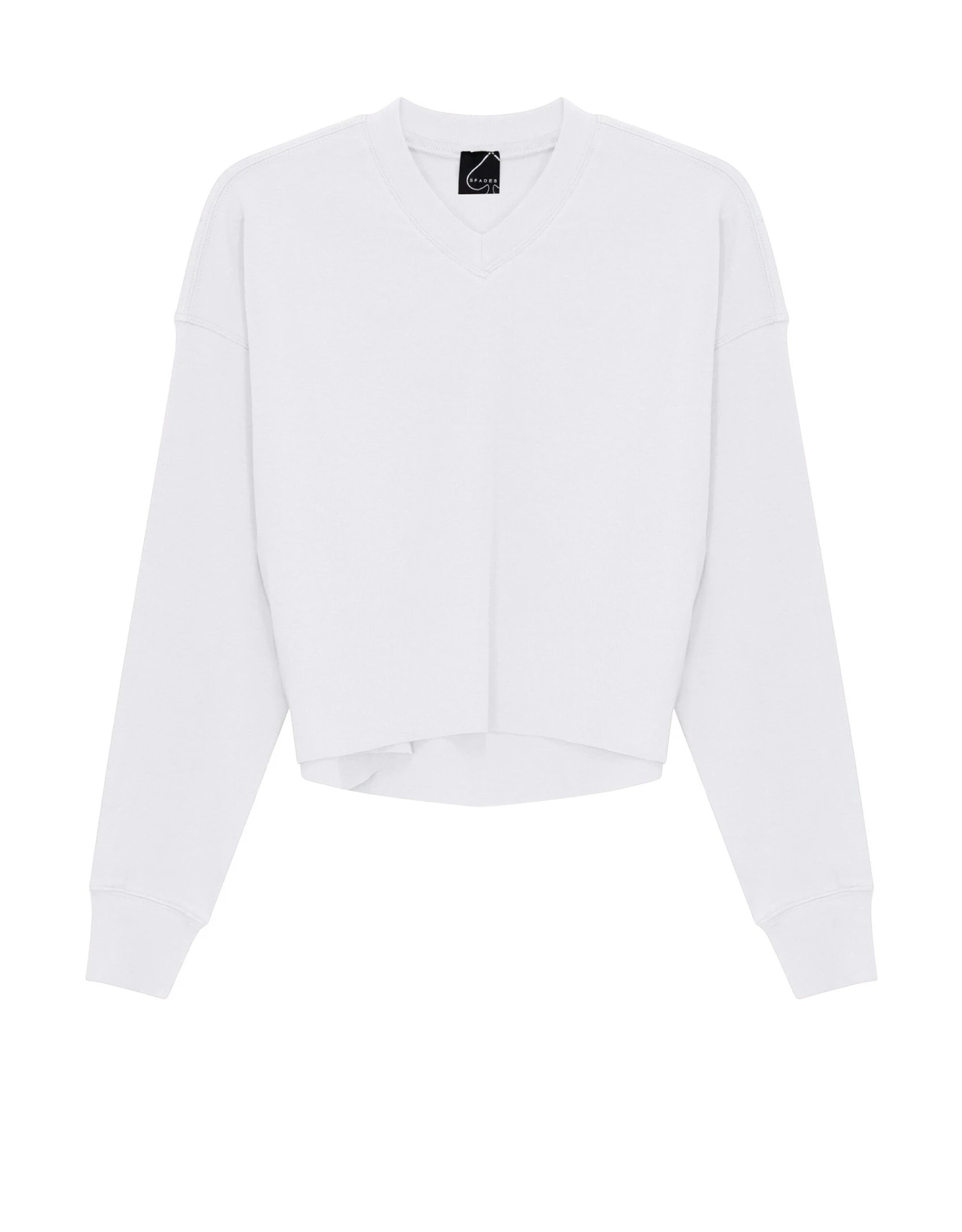 Cropped Cotton Vneck Top White 1 Cropped Cotton Vneck Top White