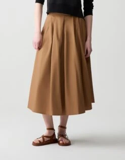 33" Poplin Tuck Pleat Skirt Bronze