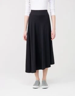 35" Jersey Asymmetrical Circle Skirt With Ribbed Midriff