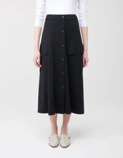 29"-33"-37" Jersey Button Skirt With Elastic Waist And Cargo Pockets