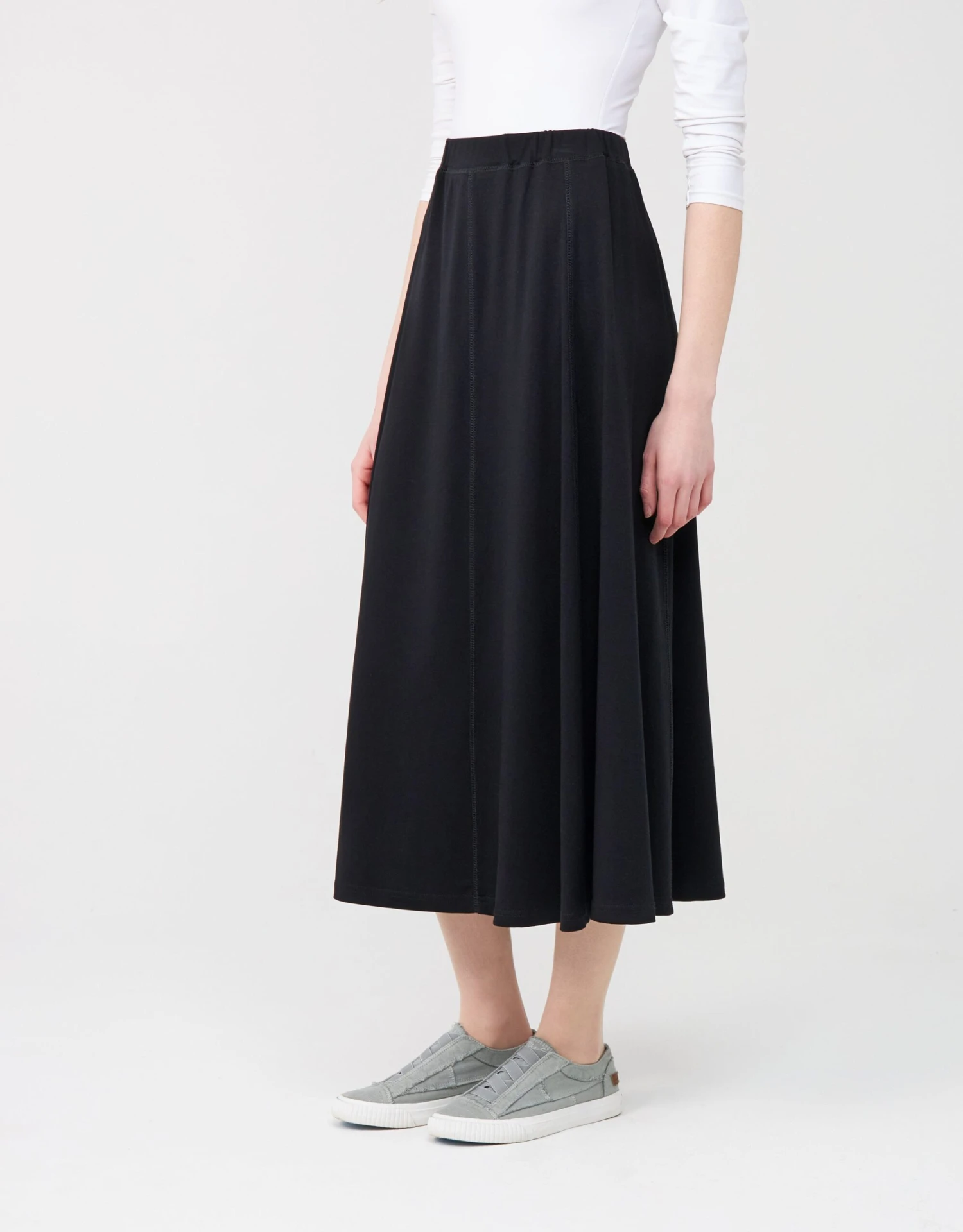 29"-33"-35"-37"-39" Jersey Aline Skirt With Elastic Waist And Stitched Seams 2 29"-33"-35"-37"-39" Jersey Aline Skirt With Elastic Waist And Stitched Seams - Image 2
