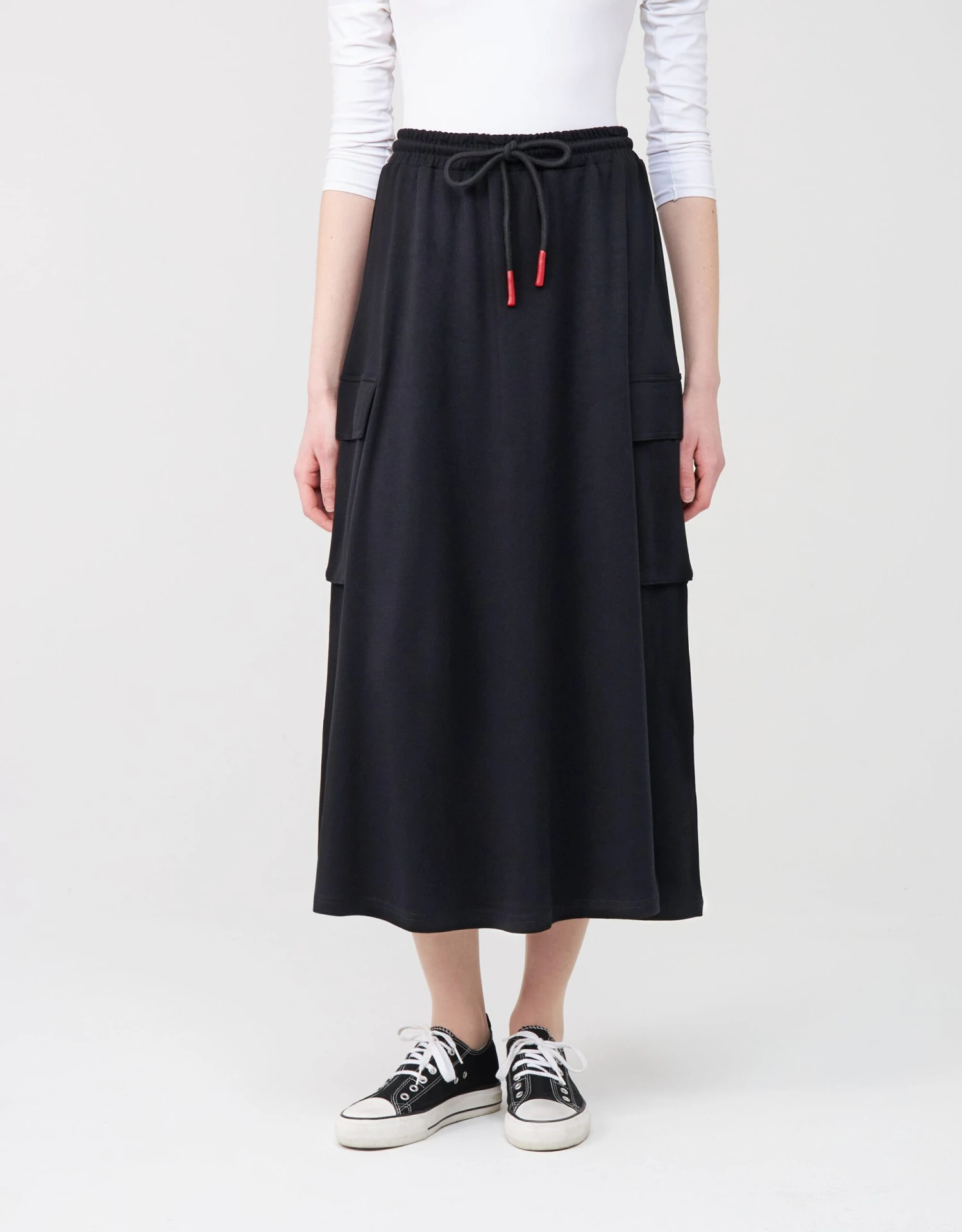 29"-33"-37" Jersey Skirt With Elastic Drawstring Waist And Cargo Pockets 1 29"-33"-37" Jersey Skirt With Elastic Drawstring Waist And Cargo Pockets