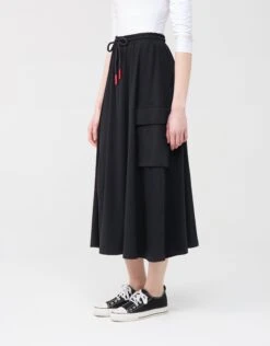 29"-33"-37" Jersey Skirt With Elastic Drawstring Waist And Cargo Pockets 6 29"-33"-37" Jersey Skirt With Elastic Drawstring Waist And Cargo Pockets -Fashionable Home Wear SKSP246 CargoDrawstring.RedTips2