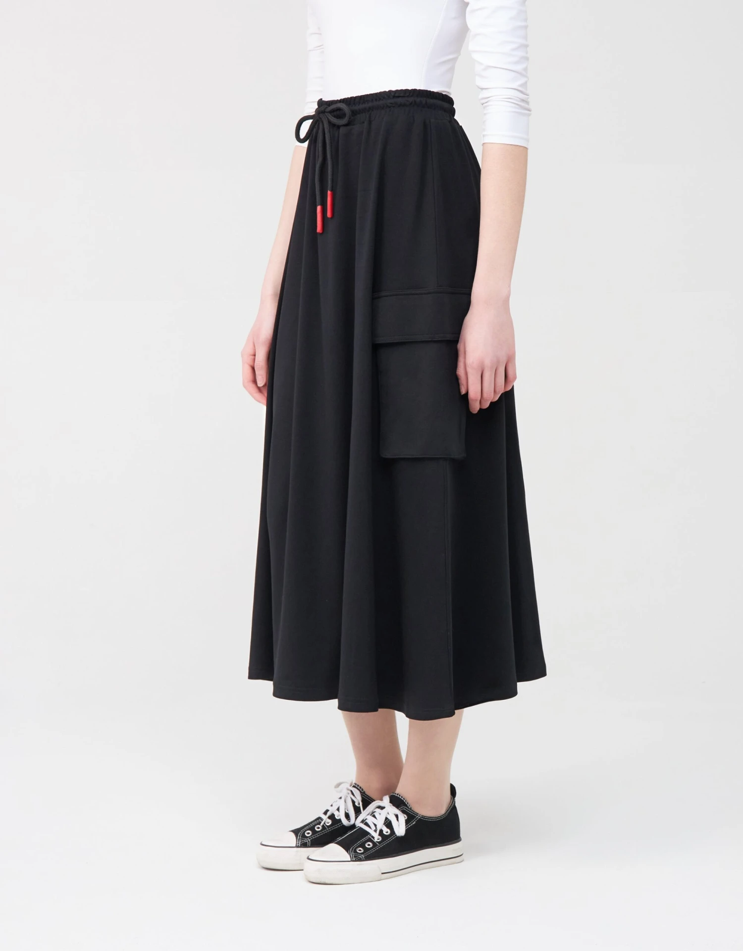 29"-33"-37" Jersey Skirt With Elastic Drawstring Waist And Cargo Pockets 3 29"-33"-37" Jersey Skirt With Elastic Drawstring Waist And Cargo Pockets - Image 3