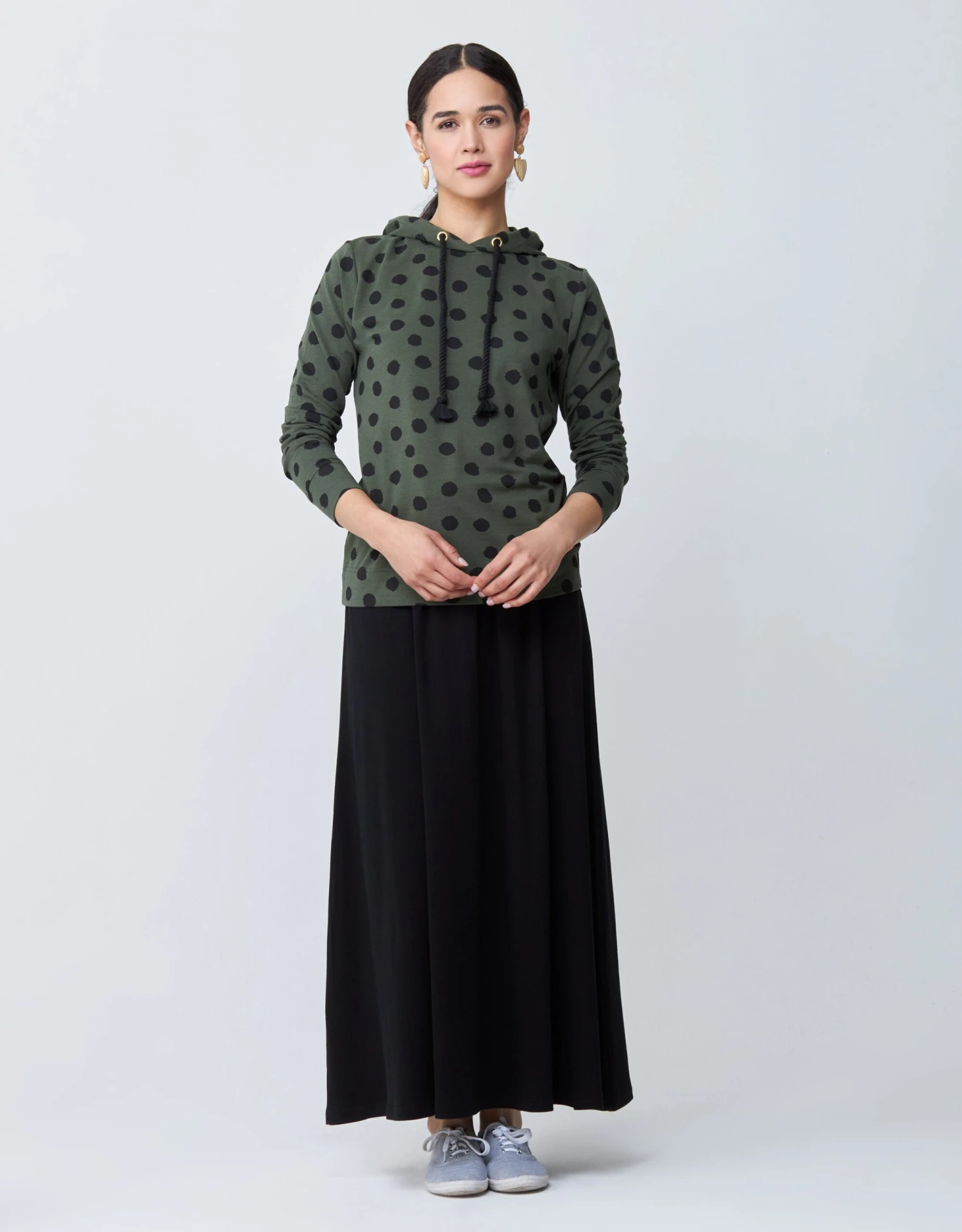 AVID 39" Ribbed Aline Skirt With Covered Elastic Waistband And Stitched Seams 2 AVID 39" Ribbed Aline Skirt With Covered Elastic Waistband And Stitched Seams - Image 2