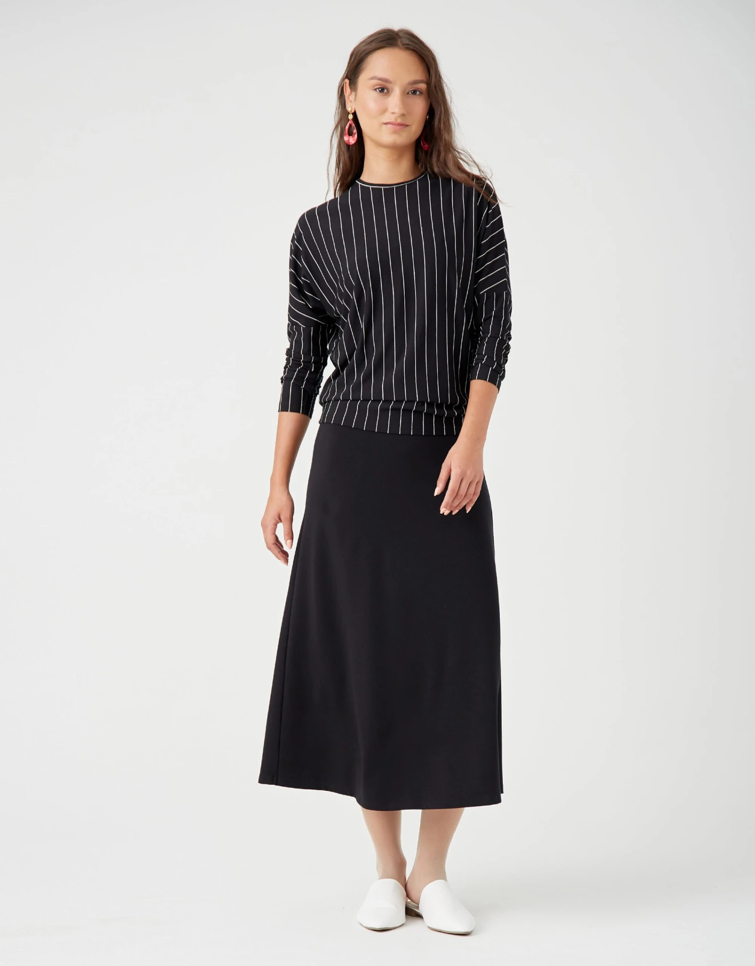 Dolman Stretch Pinstripe Tee Black 2 Dolman Stretch Pinstripe Tee Black - Image 2