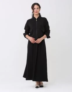 SuperSoft Cargo Bomber Jacket With Green Zipper Pull Black 5 SuperSoft Cargo Bomber Jacket With Green Zipper Pull Black -Fashionable Home Wear SSP2428B CargoZipJacket.BlkGrnZip3