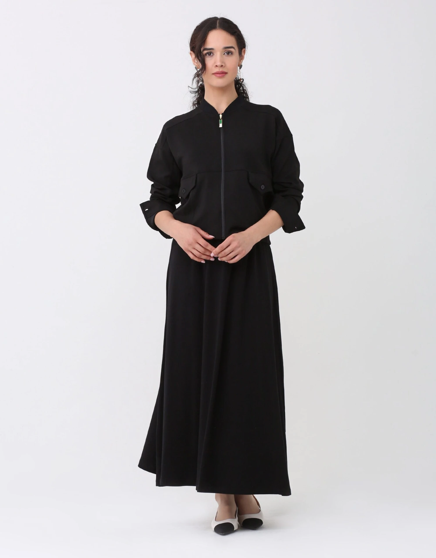 SuperSoft Cargo Bomber Jacket With Green Zipper Pull Black 3 SuperSoft Cargo Bomber Jacket With Green Zipper Pull Black - Image 3