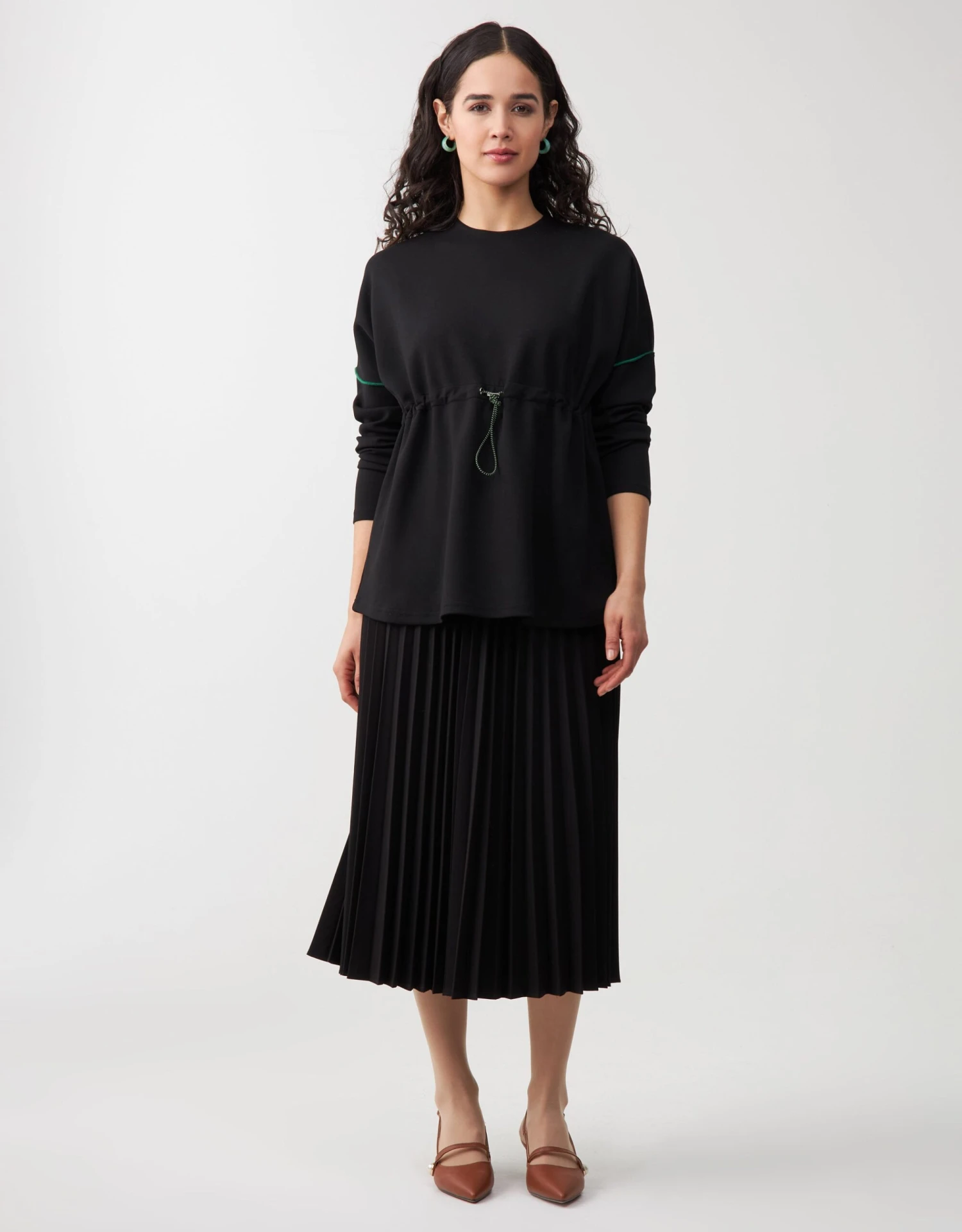 Oversized SuperSoft Jersey Top With Front Drawstring Green 2 Oversized SuperSoft Jersey Top With Front Drawstring Green - Image 2