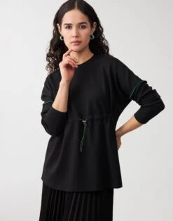 Oversized SuperSoft Jersey Top With Front Drawstring Green