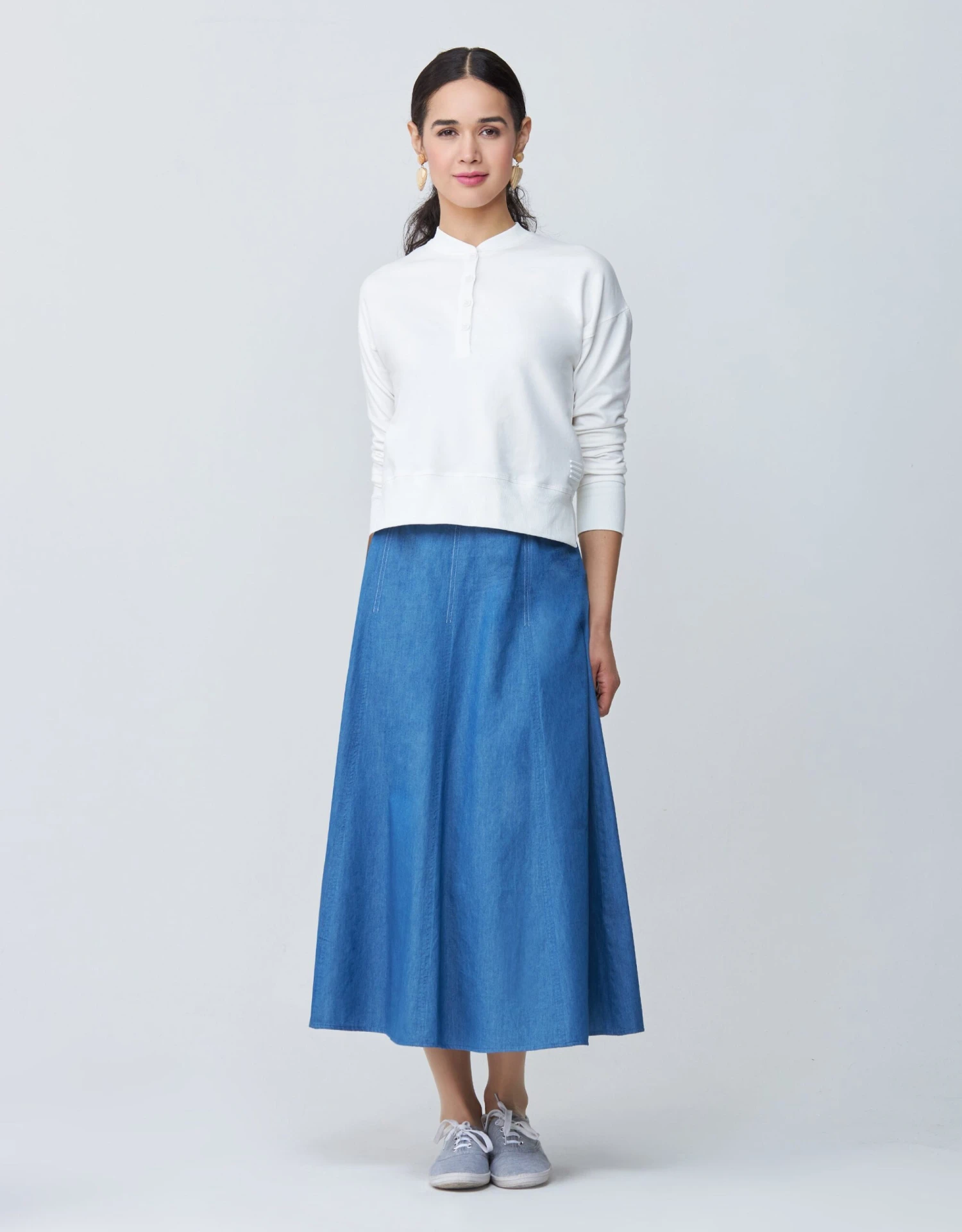 Button Top With Split Rib White 2 Button Top With Split Rib White - Image 2