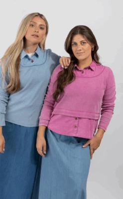 Cactus Faux Layered Top Lt.Blue