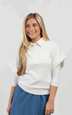 Cactus Ivory Short Sleeve Shirt With Ivory Collar