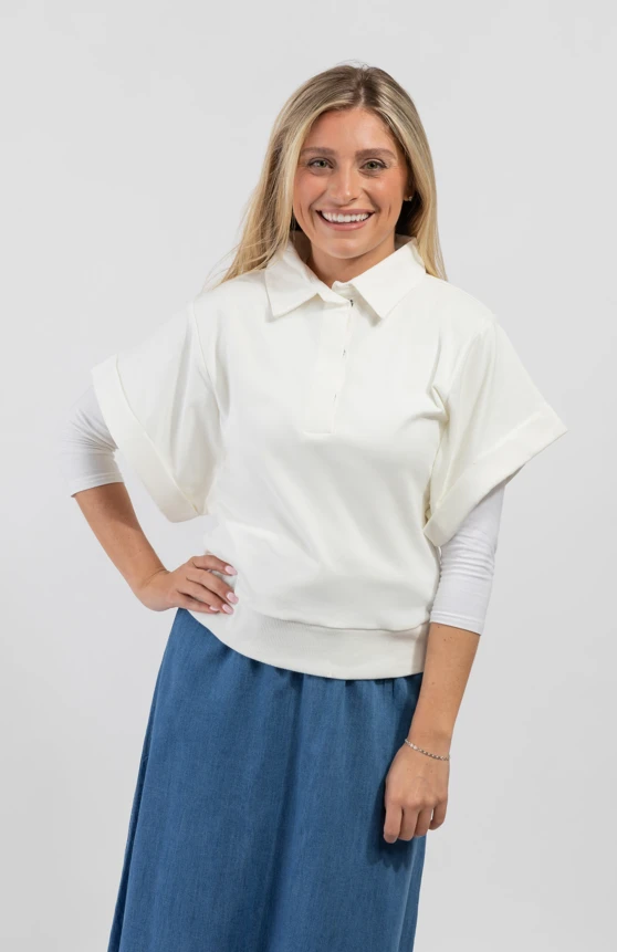 Cactus Ivory Short Sleeve Shirt With Ivory Collar 2 Cactus Ivory Short Sleeve Shirt With Ivory Collar - Image 2
