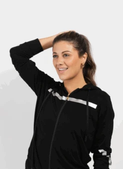 Zippered Kanga Hoodie Black Silver