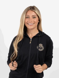 Zippered Hoodie With Embroidered Logo Motif Black