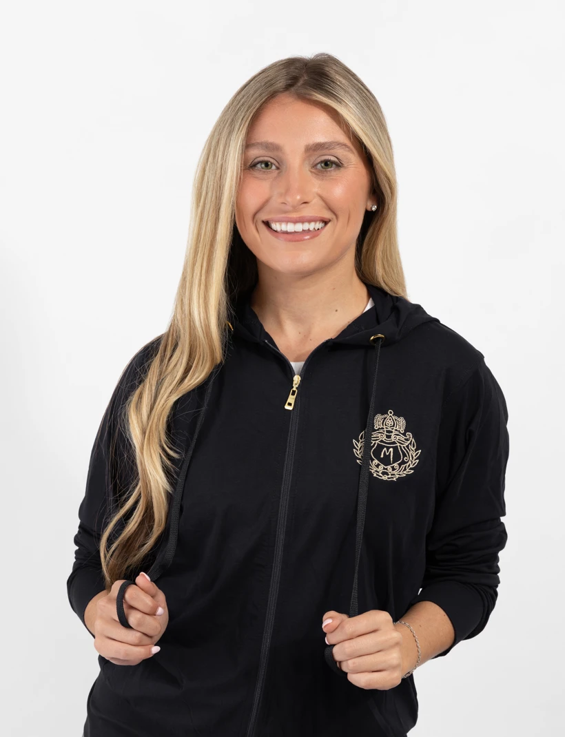 Zippered Hoodie With Embroidered Logo Motif Black 1 Zippered Hoodie With Embroidered Logo Motif Black