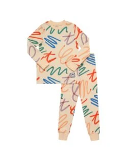 Kids Pima Cotton Crayon Box Pajamas Legging Playwear Set Multi