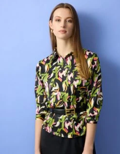 Print Satin Shirt Spring Floral Multi