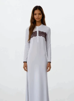 Mocha Lace Button Down Nightgown