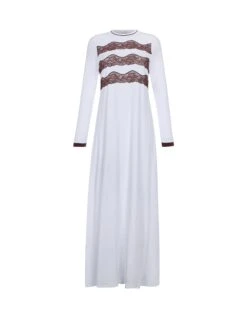 Cinderella Triple Lace Pull On Nightgown White Mocha