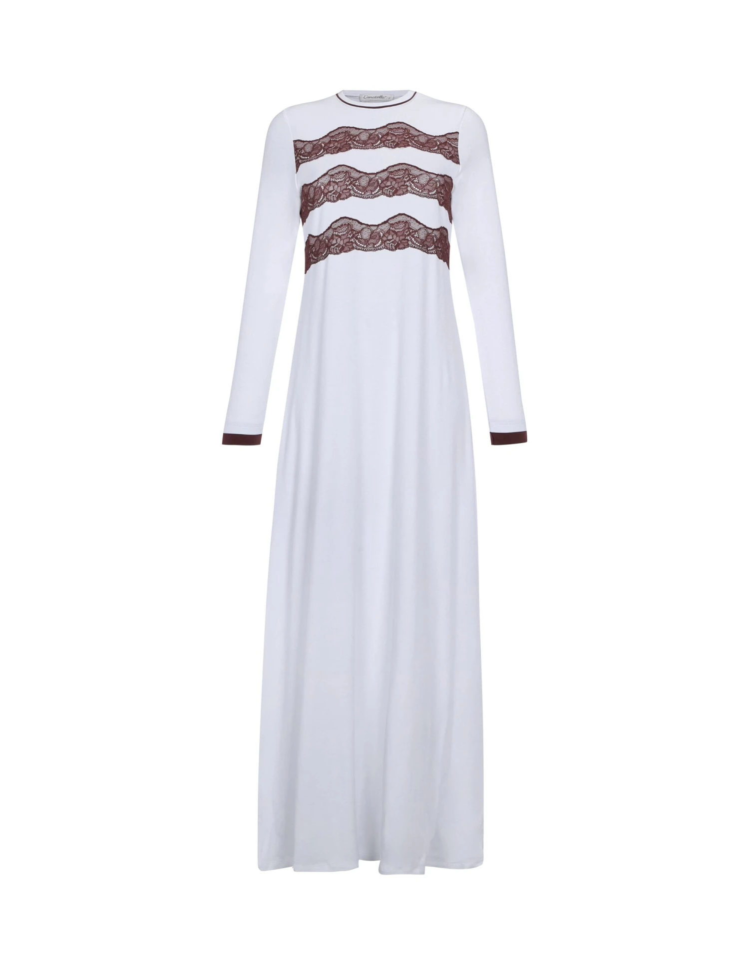 Cinderella Triple Lace Pull On Nightgown White Mocha 1 Cinderella Triple Lace Pull On Nightgown White Mocha