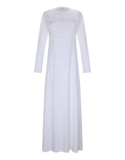 Button Nightgown With Tonal Trim White
