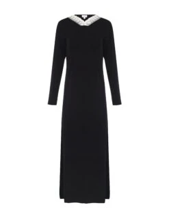 Lace Trimmed Vneck Nightgown Black Ivory