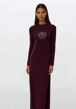 Dark Plum Rose Nursing Nightgown