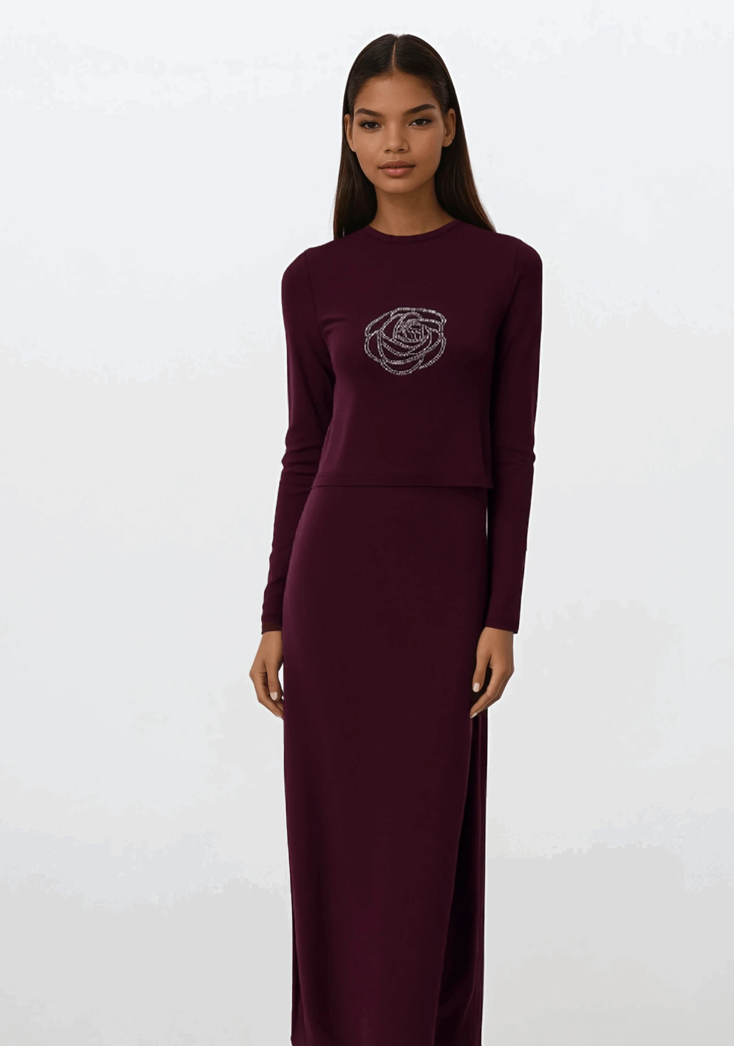 Dark Plum Rose Nursing Nightgown 1 Dark Plum Rose Nursing Nightgown