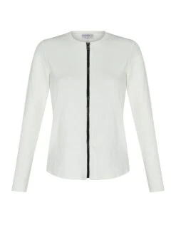 Ribbed Zipper Top -Fashionable Home Wear TLSP1512 WHITE r000 a000 2 1