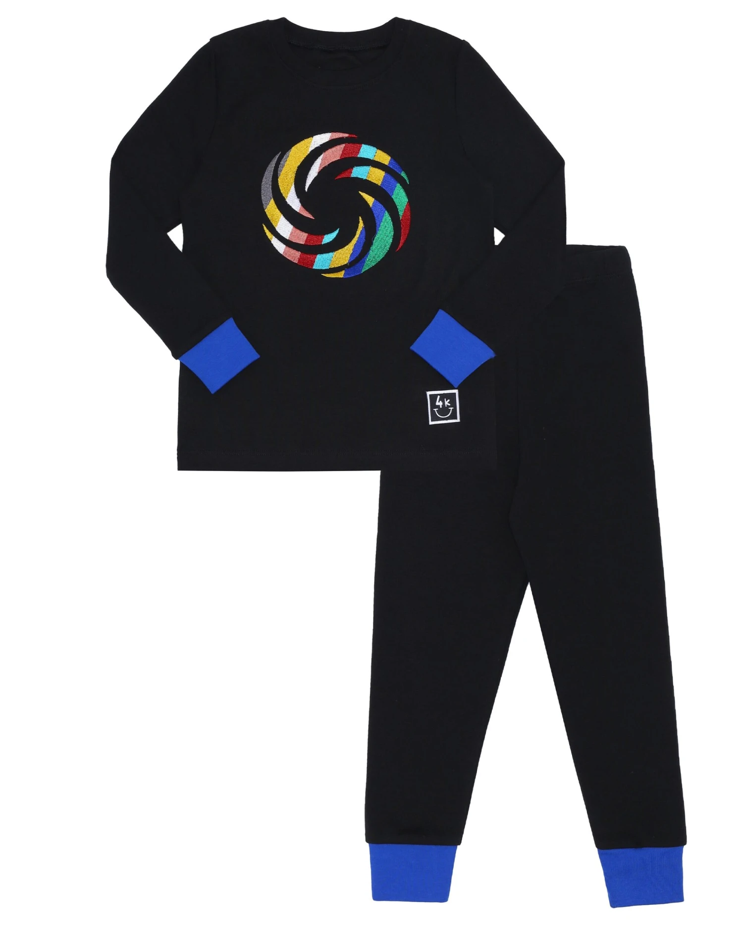 Pima Cotton Artsy Spiral Kids Pajamas Legging Playwear Set Black 1 Pima Cotton Artsy Spiral Kids Pajamas Legging Playwear Set Black