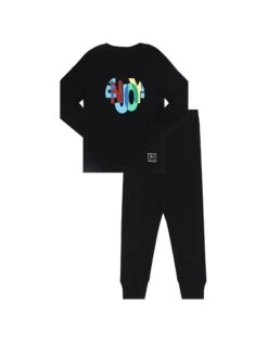 Pima Cotton Enjoy Blues Kids Pajamas Legging Playwear Set Black