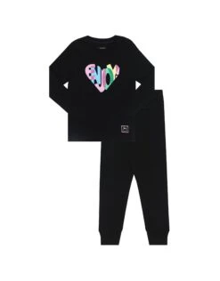 Pima Cotton Enjoy Pinks Kids Pajamas Legging Playwear Set Black