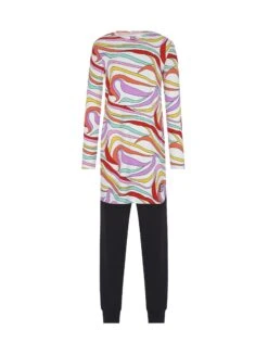 Pima Cotton Kaleidoscope Kids Tunic Pajamas Legging Set Pink Combo