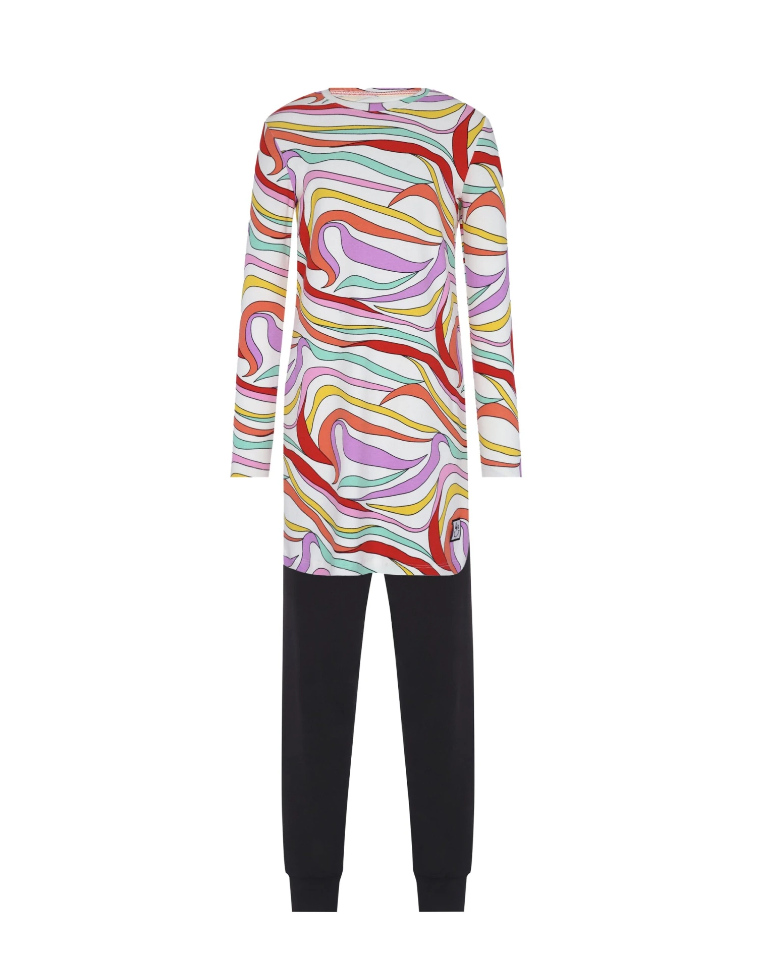 Pima Cotton Kaleidoscope Kids Tunic Pajamas Legging Set Pink Combo 1 Pima Cotton Kaleidoscope Kids Tunic Pajamas Legging Set Pink Combo