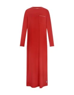 Pima Cotton Picot Trimmed Kids And Teen Nightgown Lounger Red White