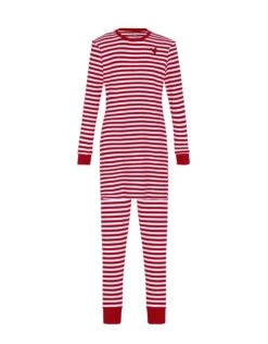 Striped Pima Cotton Kids Tunic Pajamas Legging Set With Sprinkled Heart Red