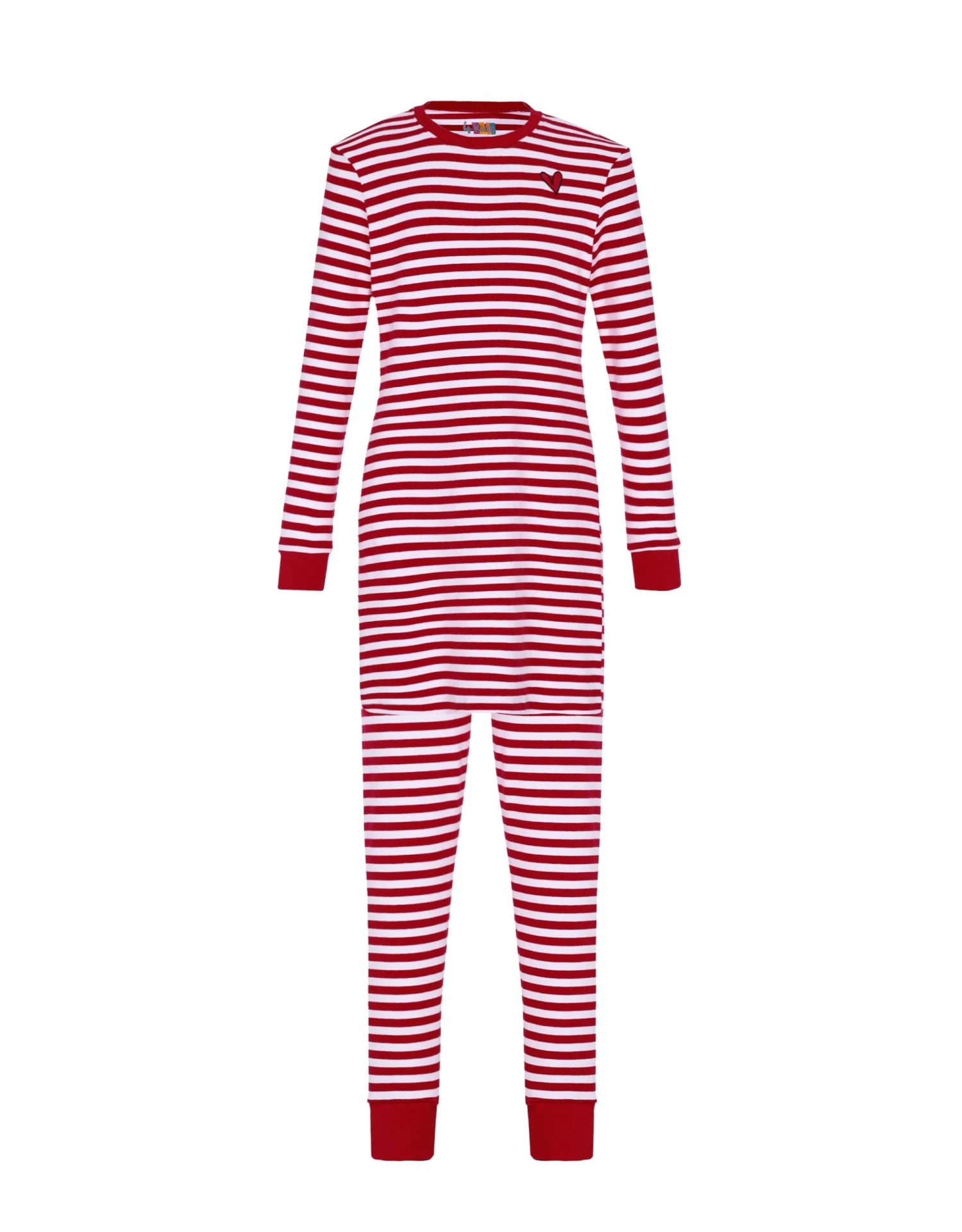 Striped Pima Cotton Kids Tunic Pajamas Legging Set With Sprinkled Heart Red 1 Striped Pima Cotton Kids Tunic Pajamas Legging Set With Sprinkled Heart Red