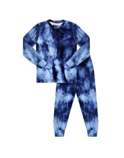 Pima Cotton Kids Pajamas Legging Playwear Set Denim Wash Blue