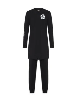 Pima Cotton Kids Tunic Pajamas Legging Set Daisy Dips Black