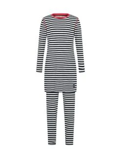 Pima Cotton Kids Tunic Pajamas Legging Set Stitched Seam Black White