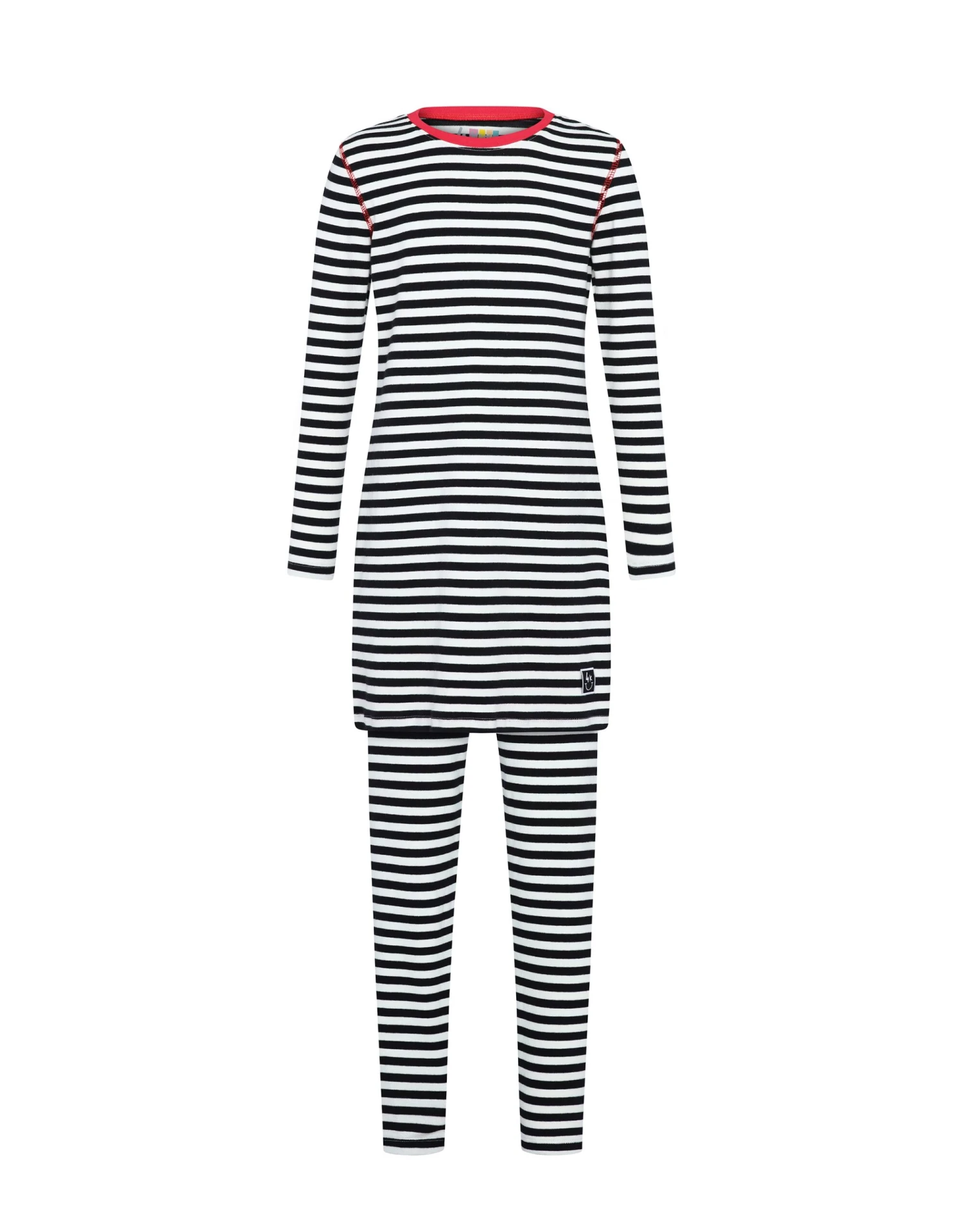 Pima Cotton Kids Tunic Pajamas Legging Set Stitched Seam Black White 1 Pima Cotton Kids Tunic Pajamas Legging Set Stitched Seam Black White