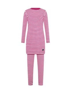 Pima Cotton Kids Tunic Pajamas Legging Set Stitched Seam Burgundy Pink