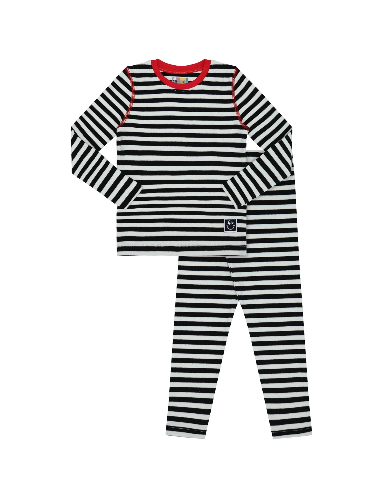 Pima Cotton Kids Pajamas Legging Playwear Set With Stitched Seams Black White 1 Pima Cotton Kids Pajamas Legging Playwear Set With Stitched Seams Black White